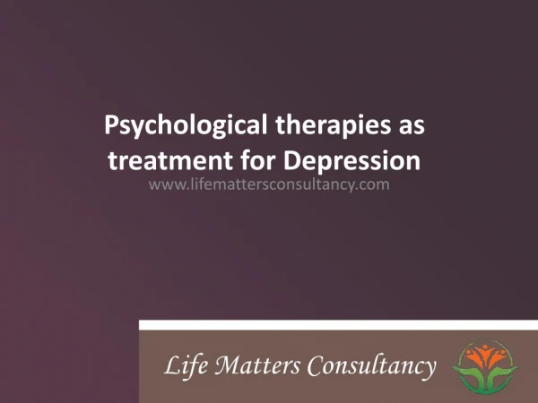 Psychological Treatment for Depression in London