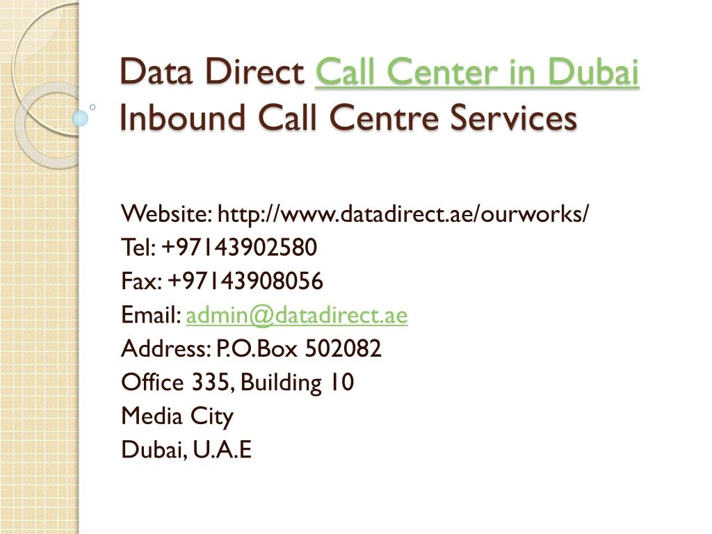 data direct call center in dubai in bound call centre services