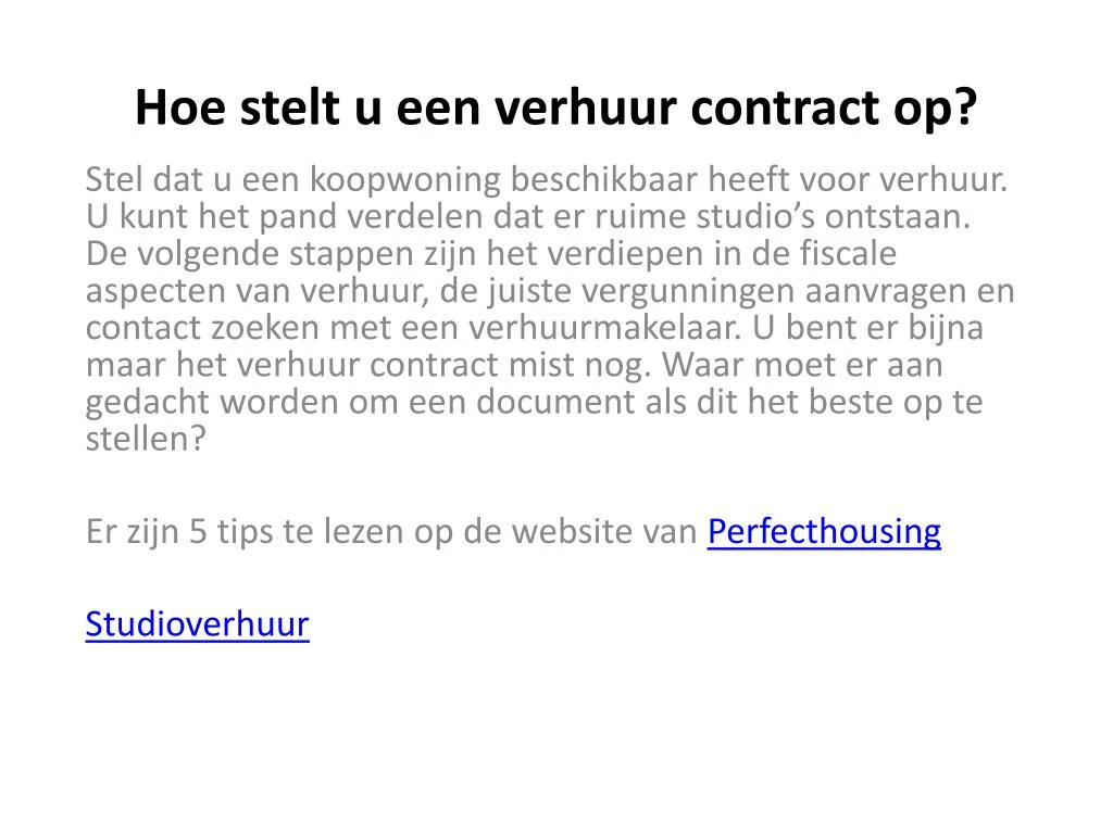 hoe stelt u een verhuur contract op