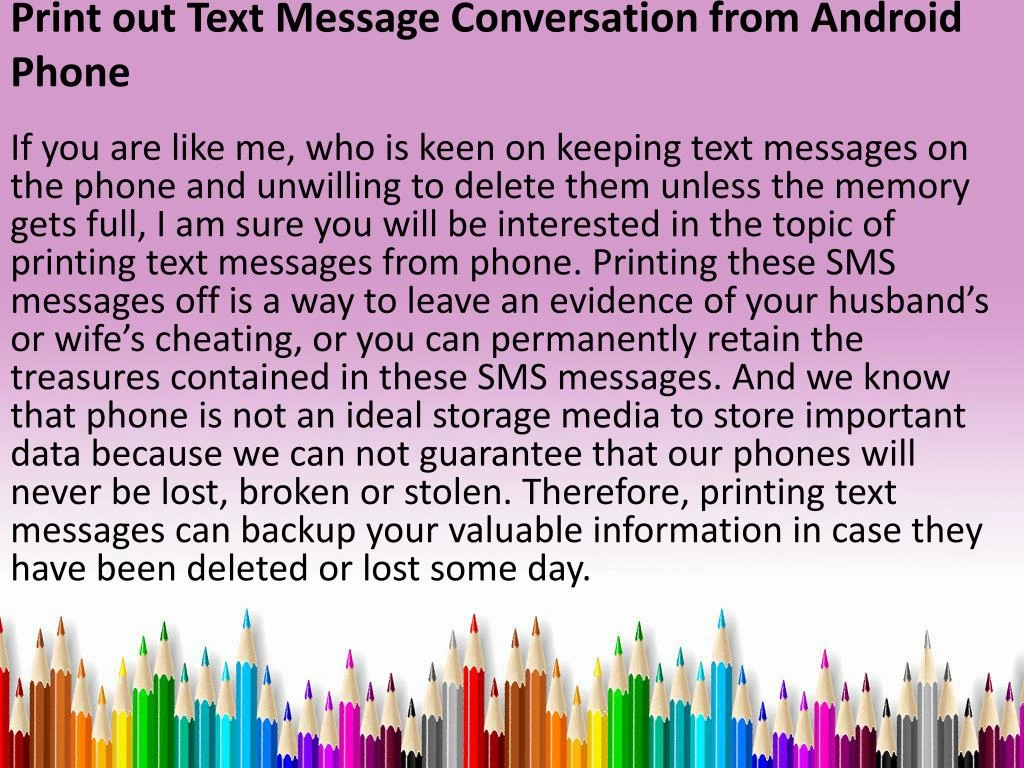 print out text message conversation from android phone