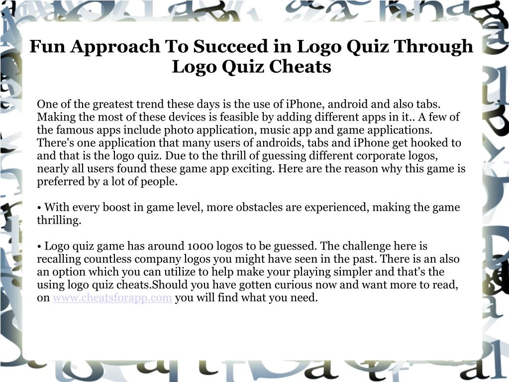 fun approach to succeed in logo quiz through logo quiz cheats