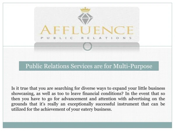 Public Relations Services are for Multi-Purpose