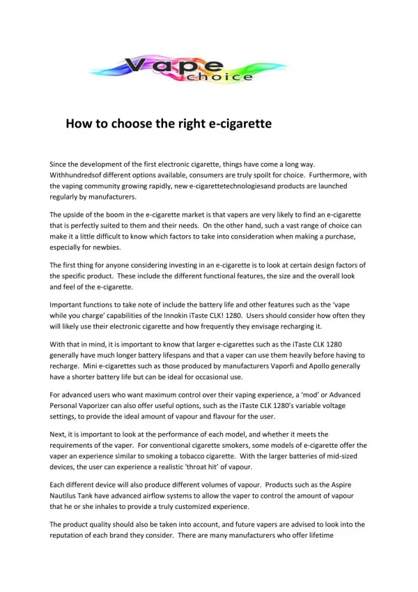How to choose the right e-cigarette
