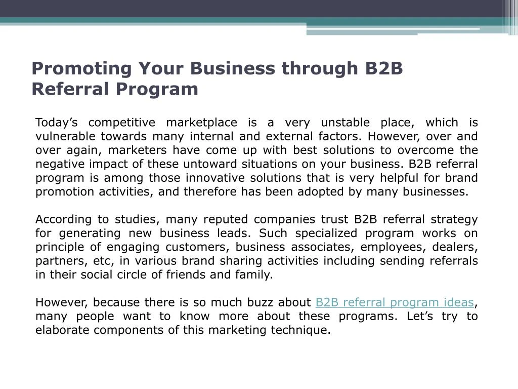 promoting your business through b2b referral program