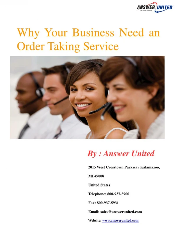 Why Your Business Need an Order Taking Service