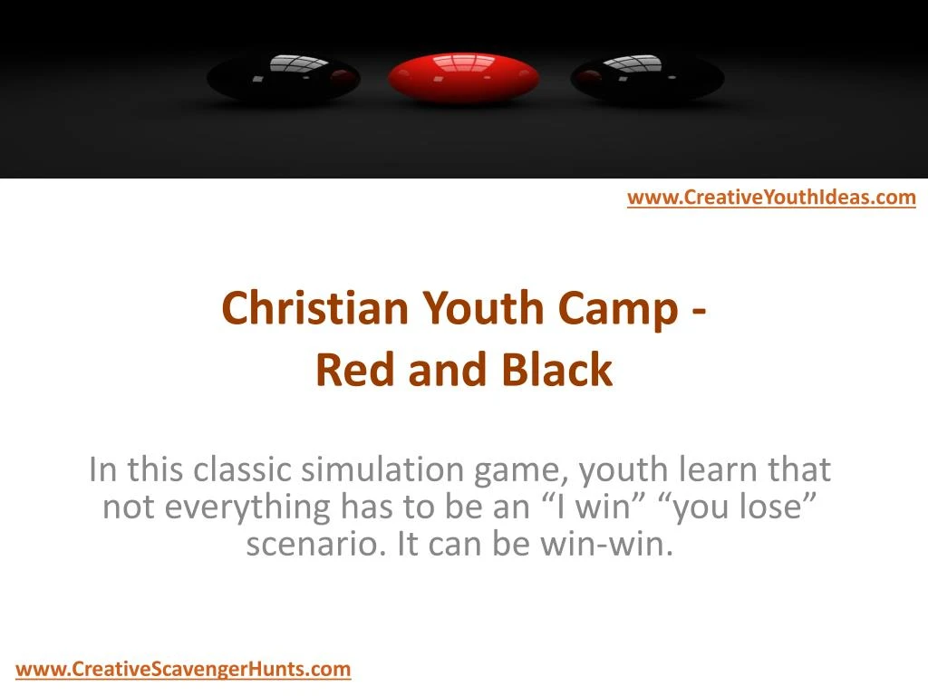 christian youth camp red and black