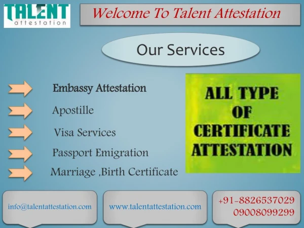 Embassy Certificate Attestation in Ahmedabad, Pune, Mumbai,