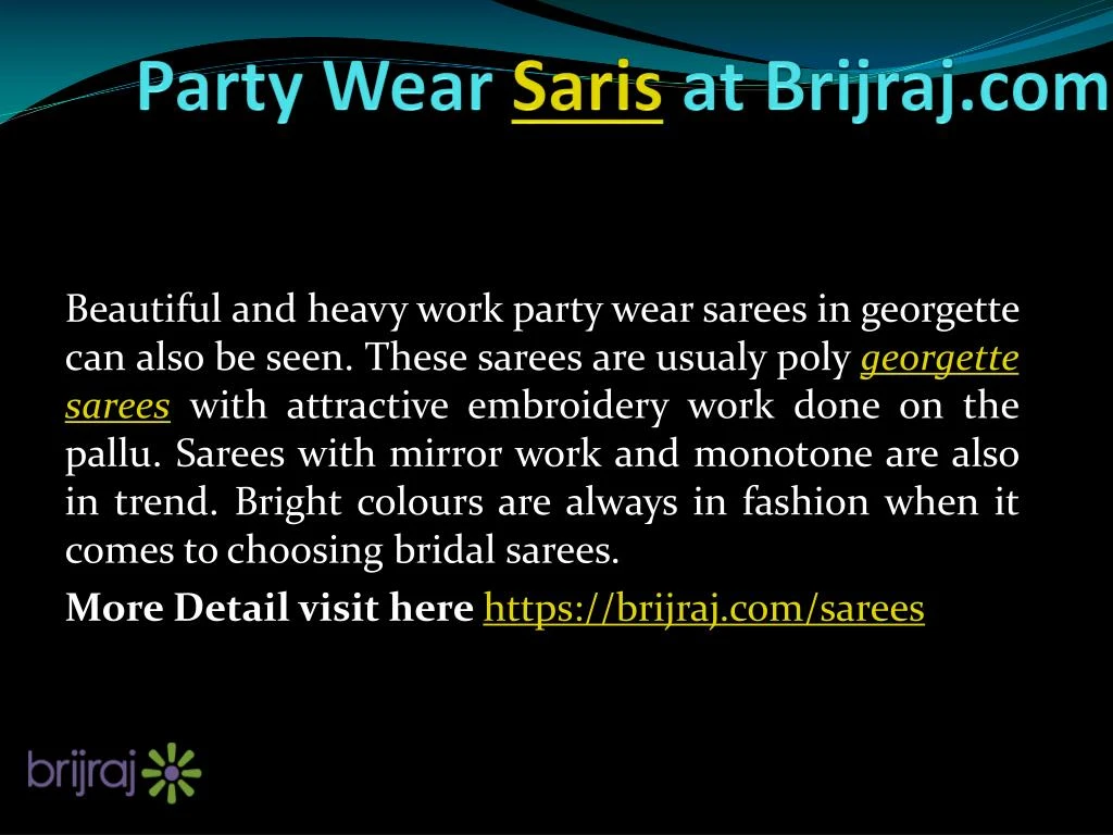 party wear saris at brijraj com