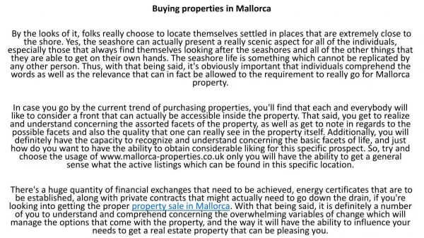 Property Sale in Mallorca
