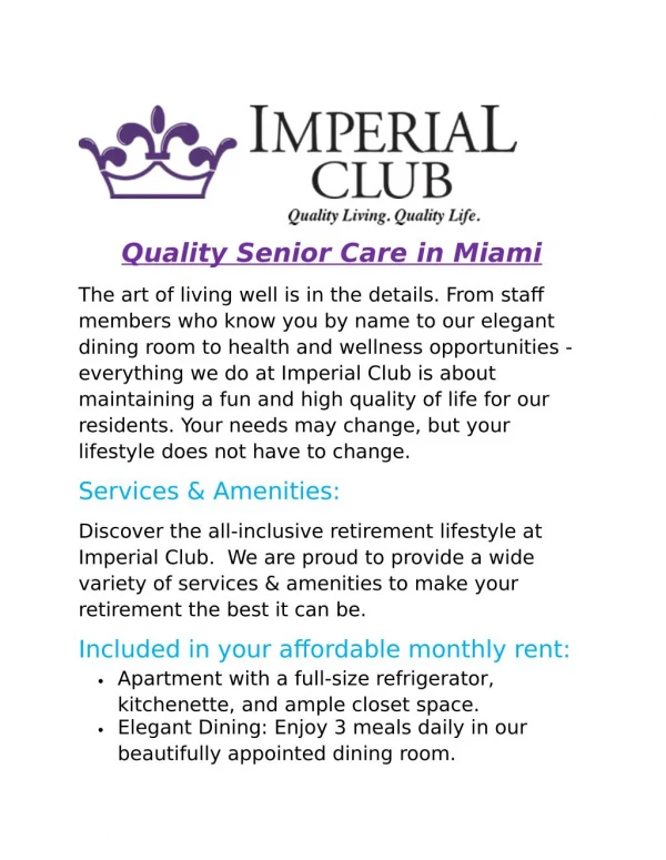Quality Senior Care in Miami