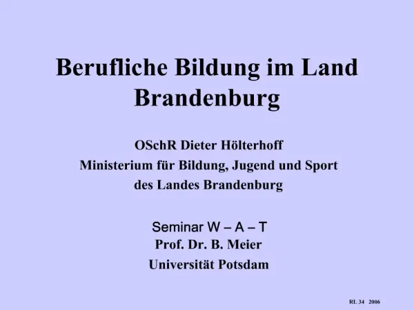 Berufliche Bildung im Land Brandenburg