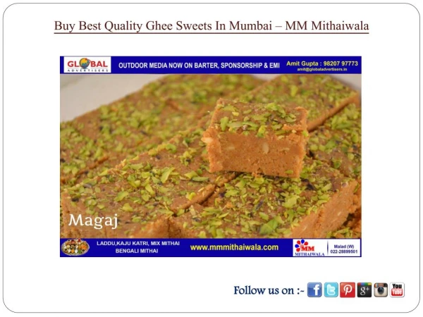 Buy best Quality Ghee Sweets in Mumbai - MM Mithaiwala