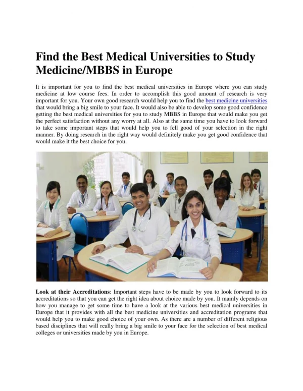 Top Medical Universities for MBBS in Ukraine