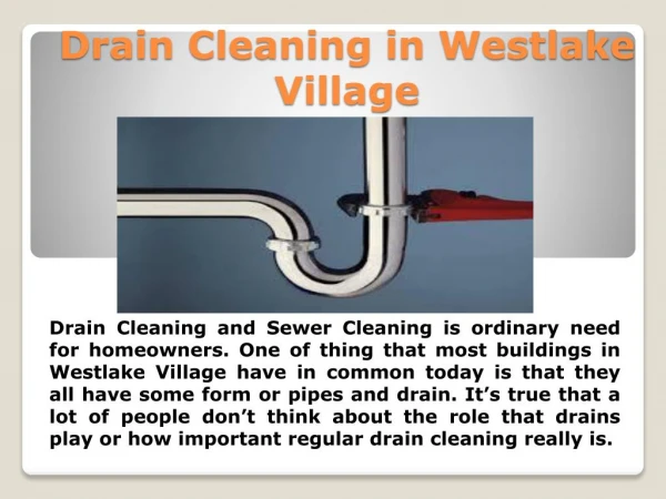 Drain Cleaning in Westlake Village