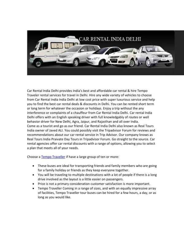 Car Rental India Delhi