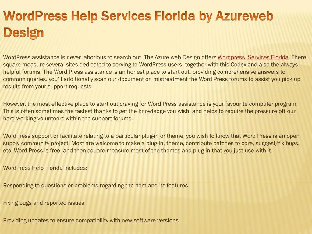 wordpress help services florida by azureweb design