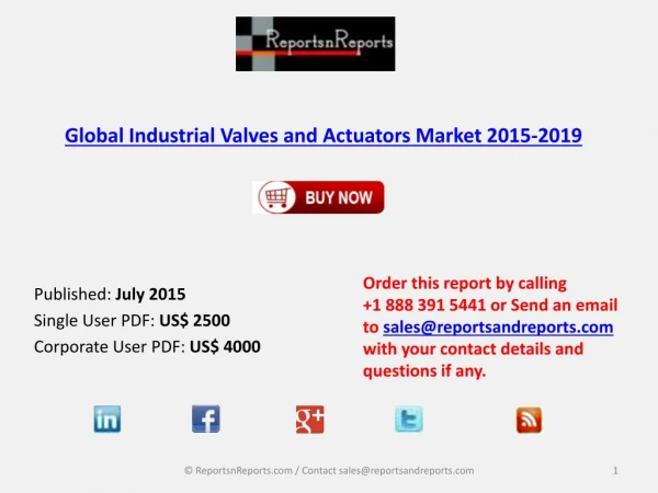Global Industrial Valves and Actuators Market 2015-2019