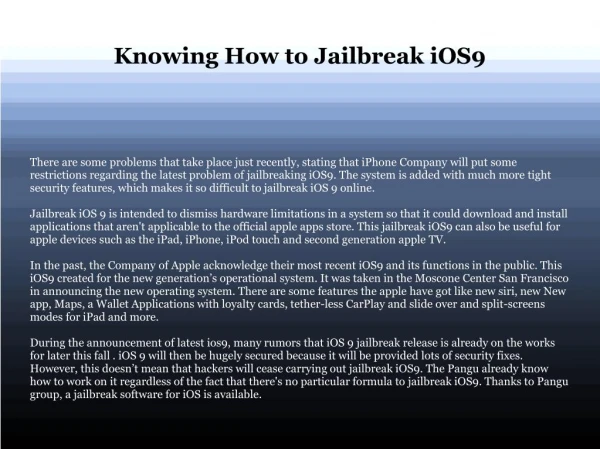 Find Out How to Jailbreak iOS9