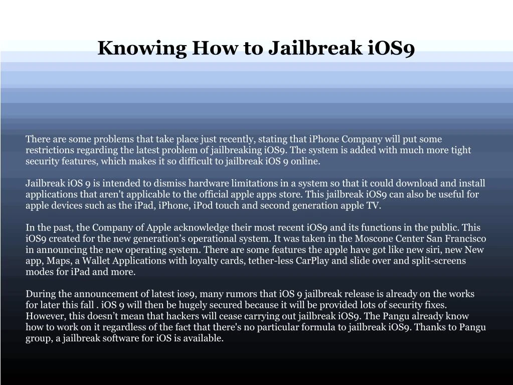 knowing how to jailbreak ios9