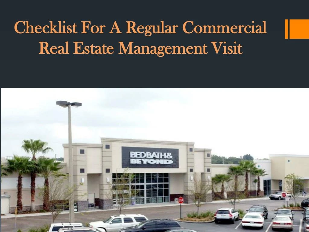 c hecklist for a regular commercial real estate m anagement visit