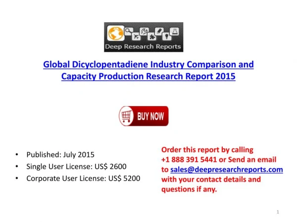 Global Dicyclopentadiene Industry Import Export Consumption