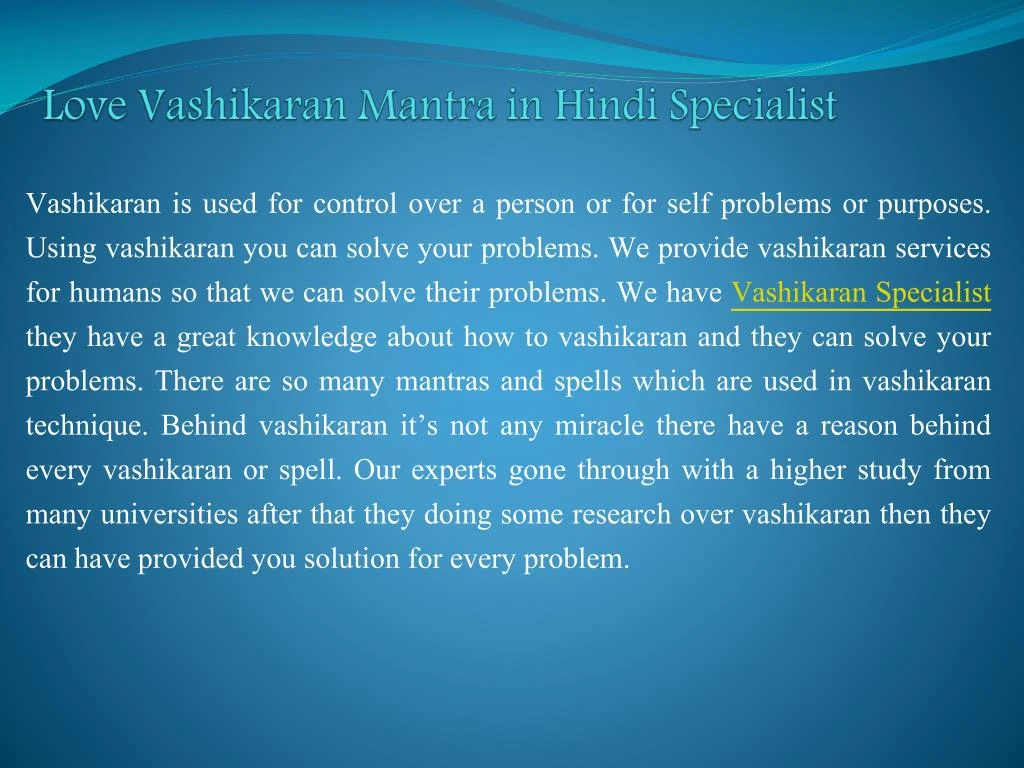 love vashikaran mantra in hindi specialist