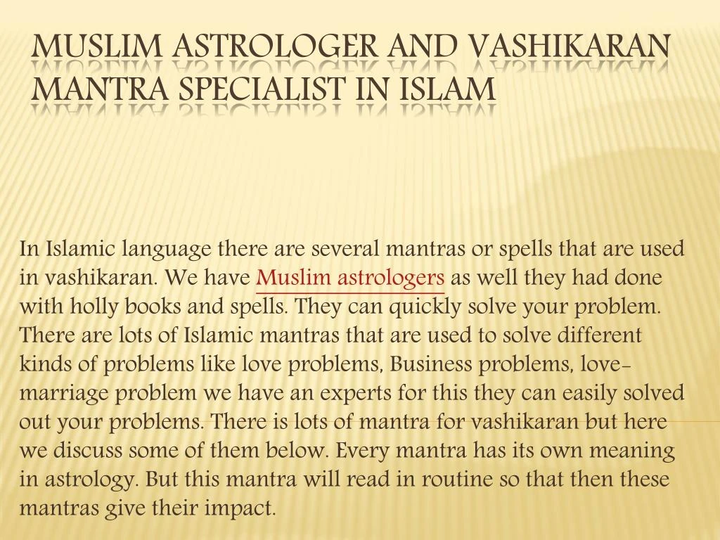 muslim astrologer and vashikaran mantra specialist in islam