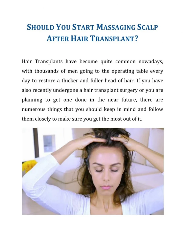 Should You Start Massaging Scalp After Hair Transplant?
