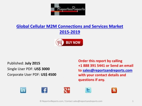 Cellular M2M Connections and Services Market 2019