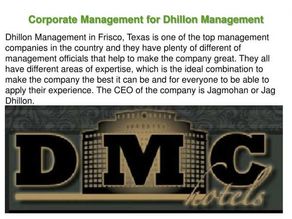 Corporate Management for Dhillon Management