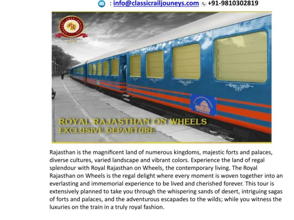 Royal Rajasthan on Wheels Tour