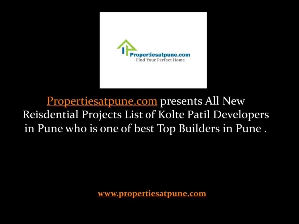 New Residential Projects in Pune by Kolte Patil Developers