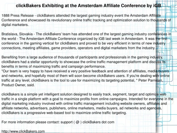 clickBakers Exhibiting at the Amsterdam Affiliate Conference