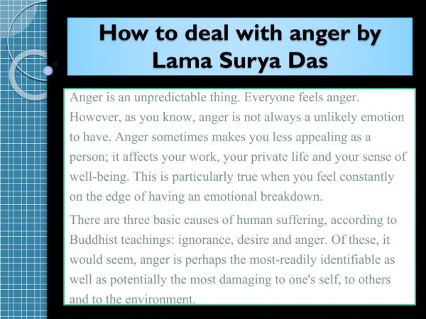 How to deal with anger by Lama Surya Das