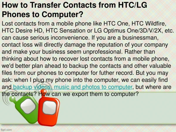 How to Transfer Contacts from HTC/LG Phones to Computer