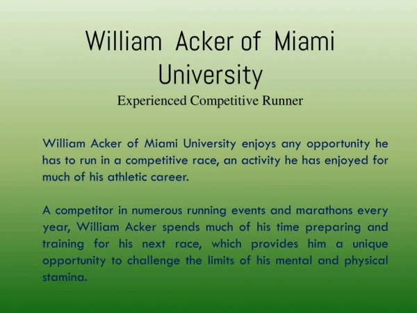 William Acker of Miami University - Experienced Competitive Runner