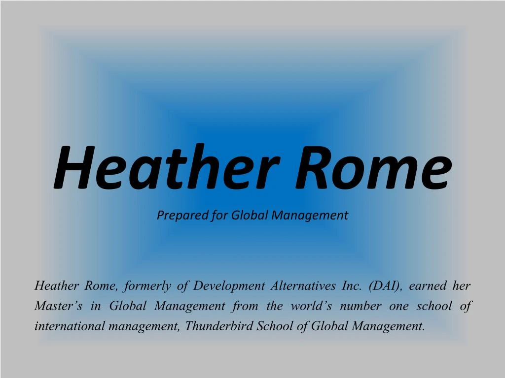 heather rome prepared for global management