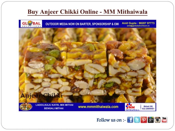 Buy Anjeer Chikki Online - MM Mithaiwala