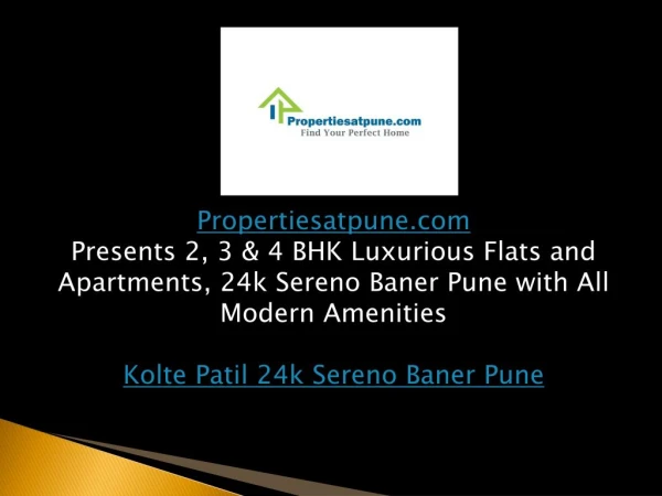 24k Sereno Baner Pune by Kolte Patil Developer & Builder
