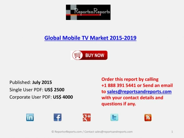 Forecasts & Analysis Global Mobile TV Market 2019