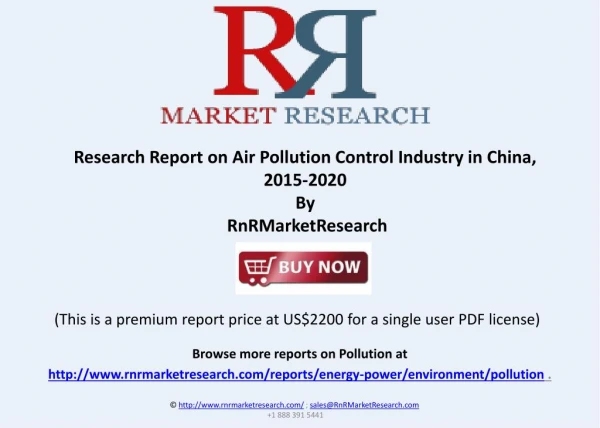 Air Pollution Control Industry in China, 2015-2020