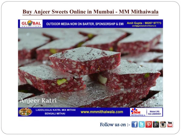Buy Anjeer Sweets Online in Mumbai - MM Mithaiwala