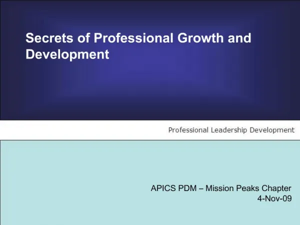 Secrets of Professional Growth and Development
