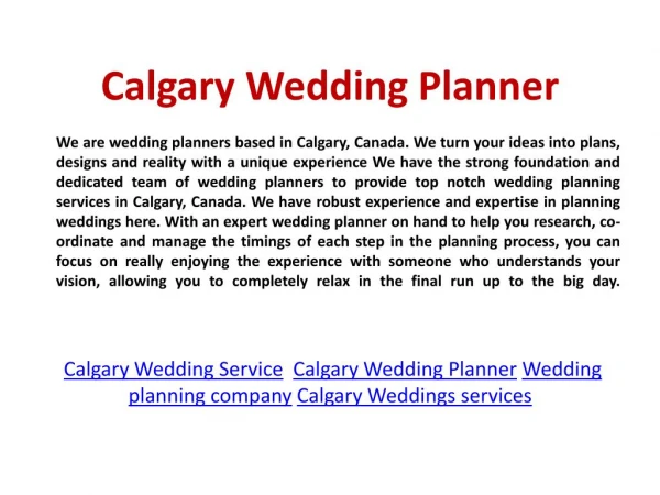 Calgary Wedding Coordination