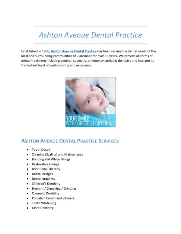 Ashton Avenue Dental Practice