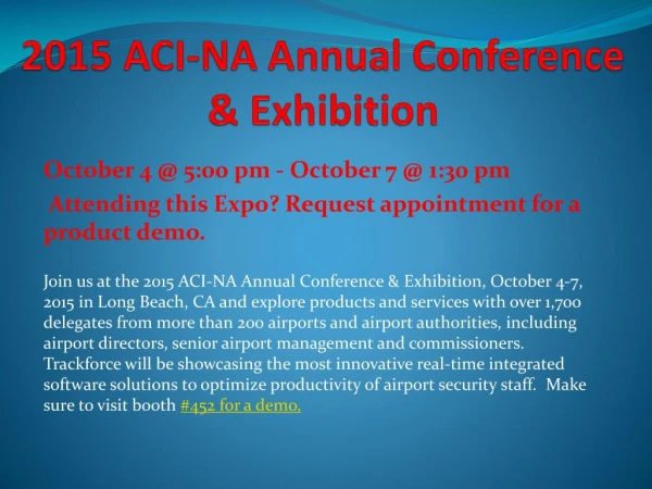 2015 ACI-NA Annual Conference & Exhibition