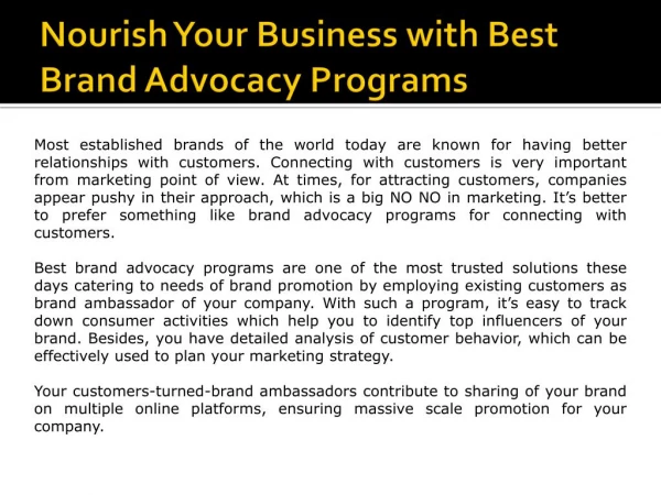 Brand Advocacy Programs