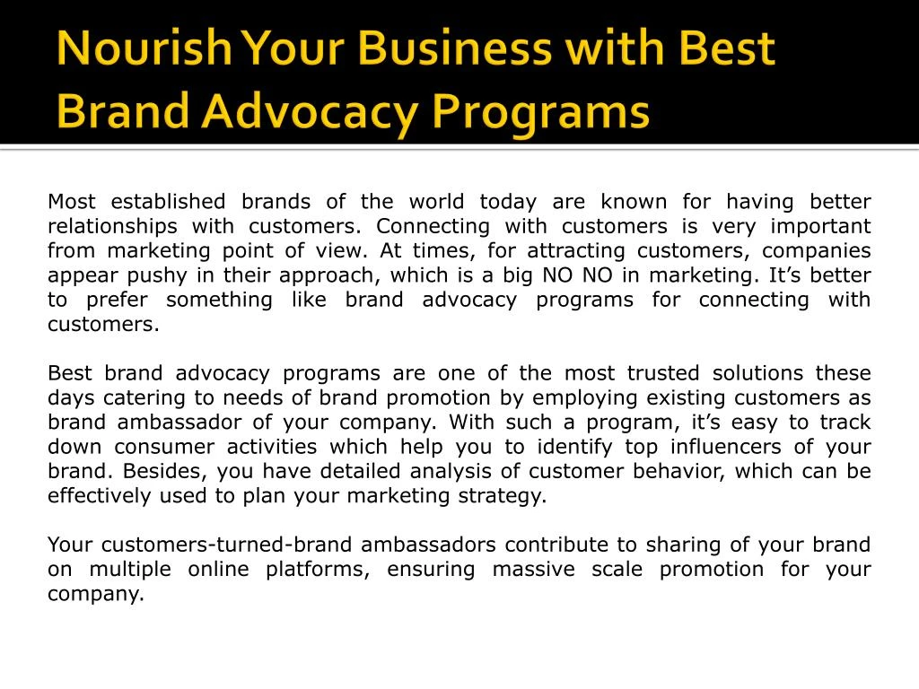 nourish your business with best brand advocacy programs
