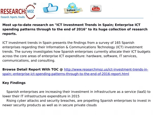 ICT Investment Trends in Spain; Enterprise ICT spending patt