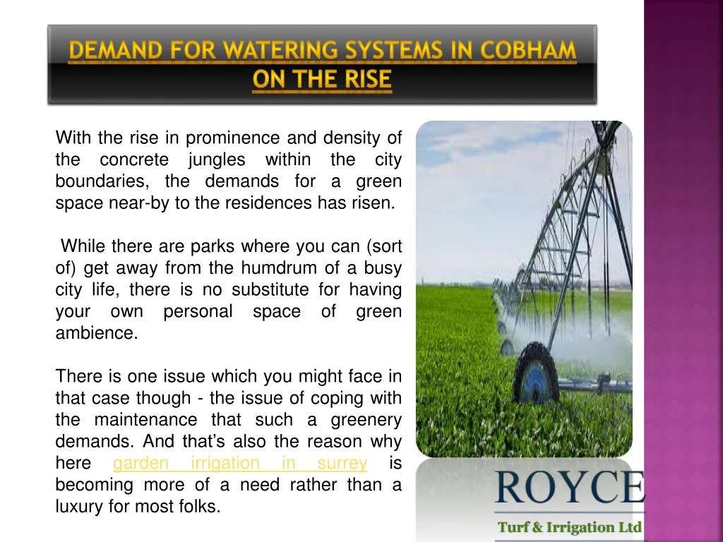 demand for watering systems in cobham on the rise